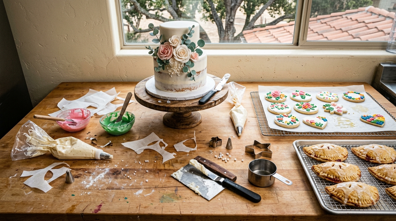 Roses and eucalyptus — Two-tier cake